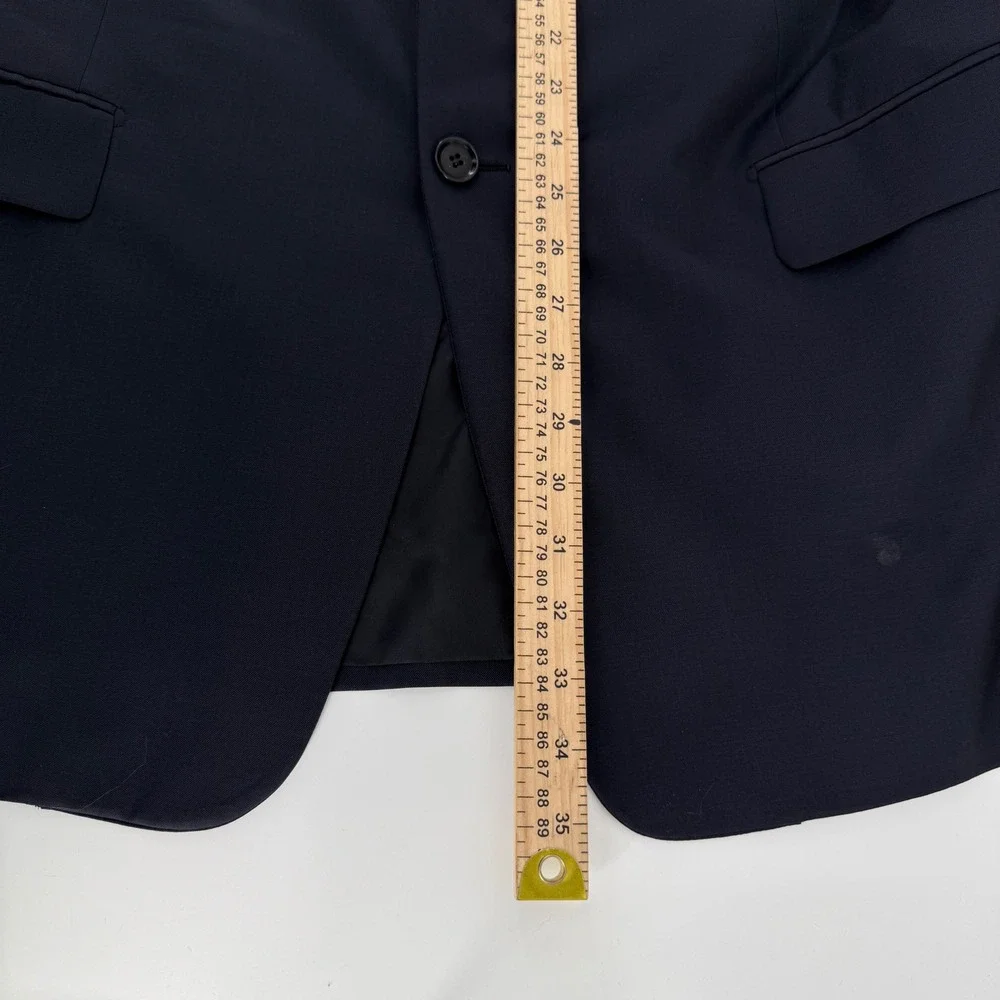 Pal Zileri Blazer Mens 56 XL Navy Blue Solid Virgin Wool 3-Button Sport Coat